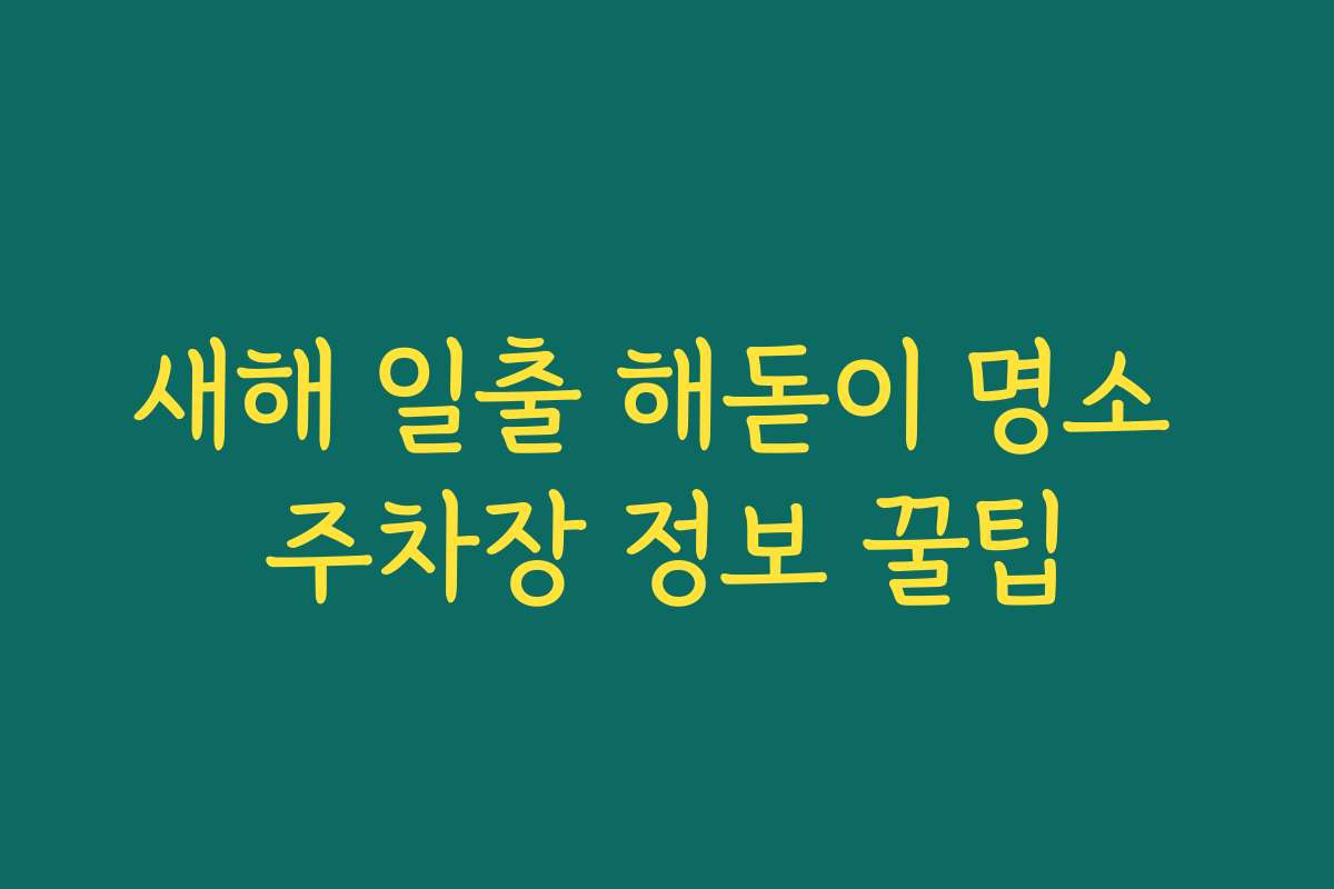 새해 일출 해돋이 명소 주차장 정보 꿀팁