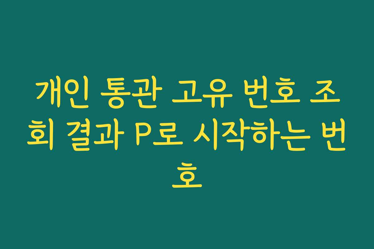 개인 통관 고유 번호 조회 결과 P로 시작하는 번호