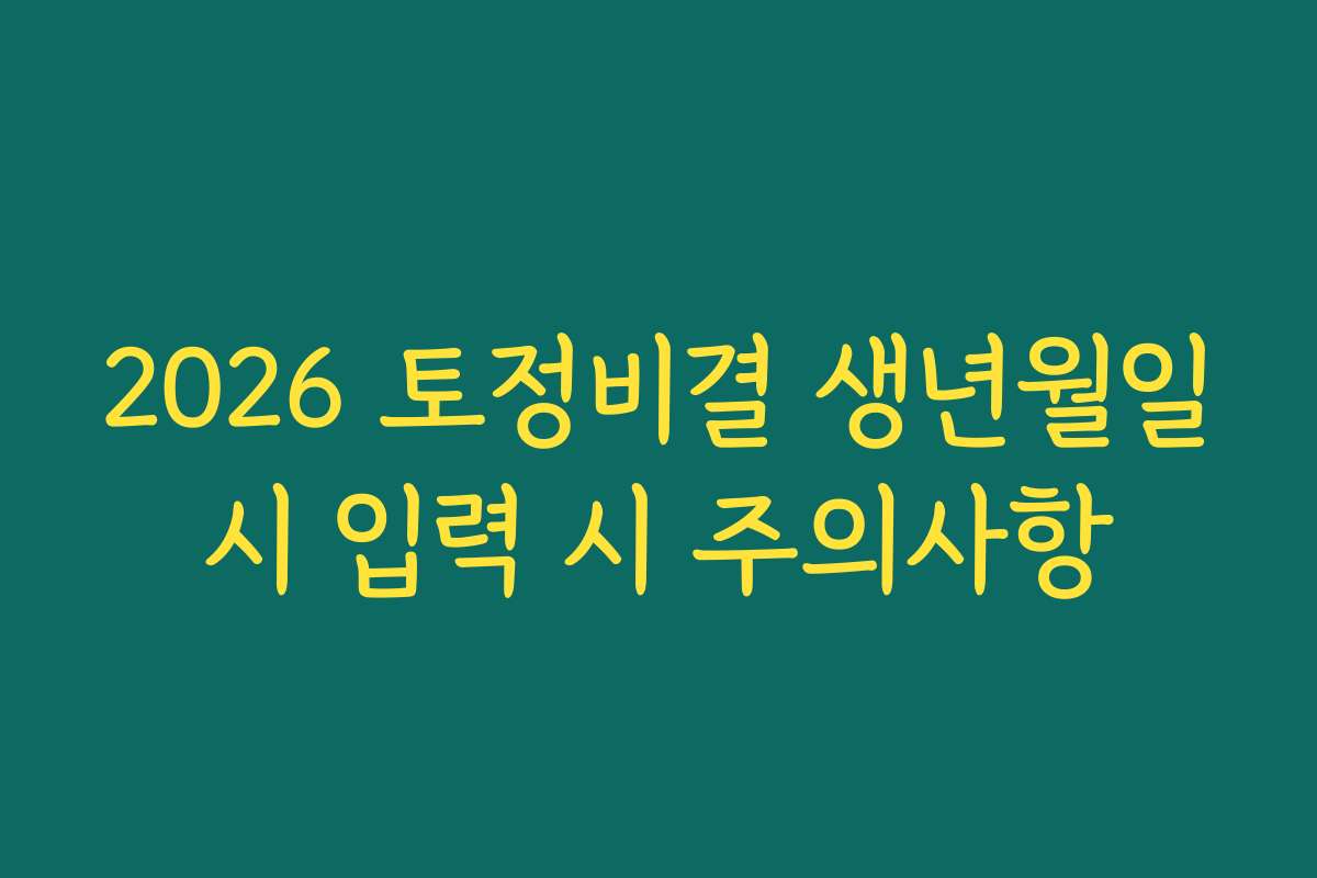 2026 토정비결 생년월일시 입력 시 주의사항