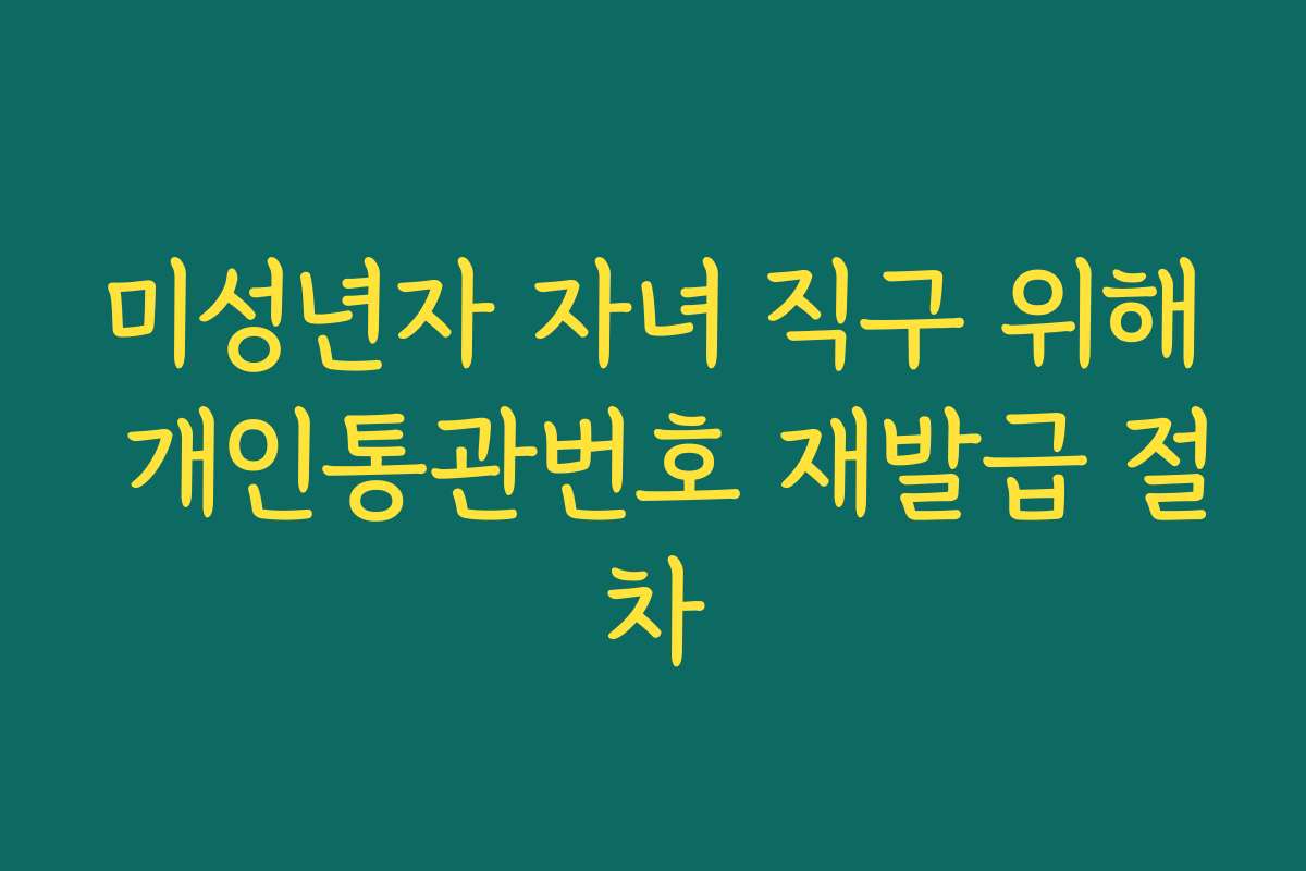 미성년자 자녀 직구 위해 개인통관번호 재발급 절차