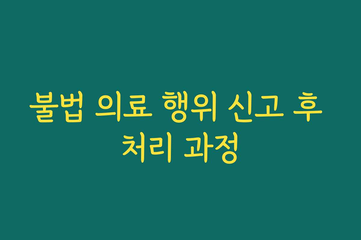 불법 의료 행위 신고 후 처리 과정