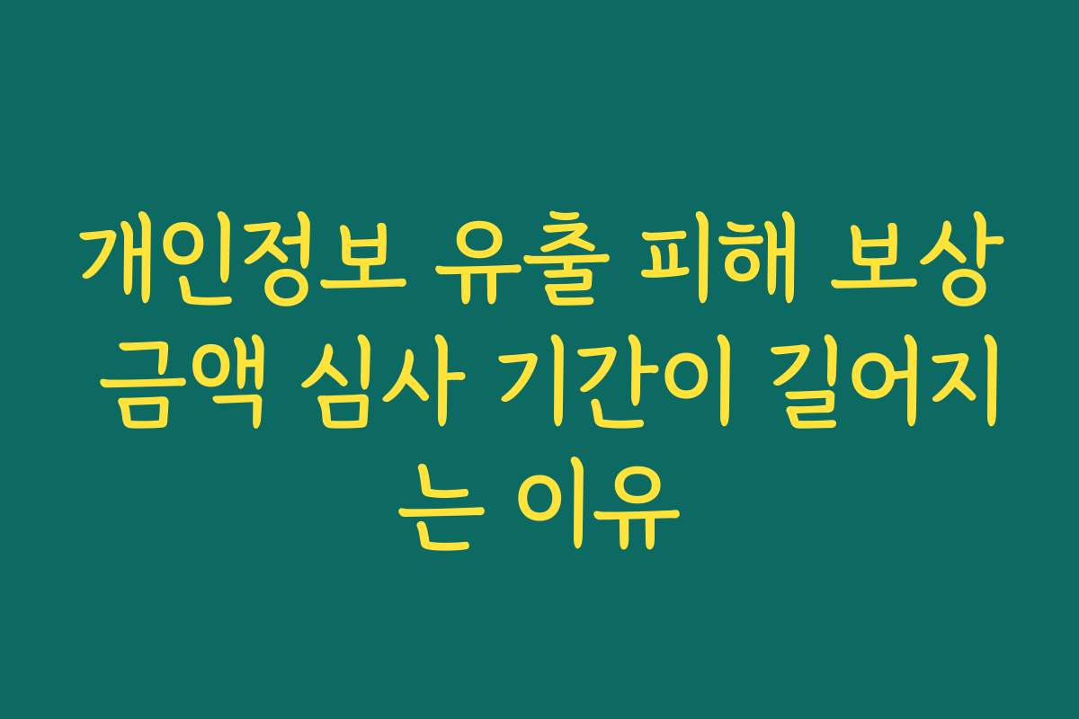 개인정보 유출 피해 보상 금액 심사 기간이 길어지는 이유