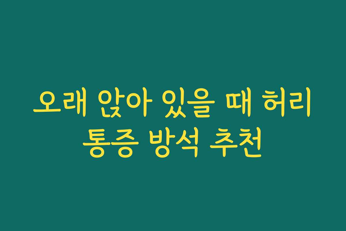 오래 앉아 있을 때 허리통증 방석 추천