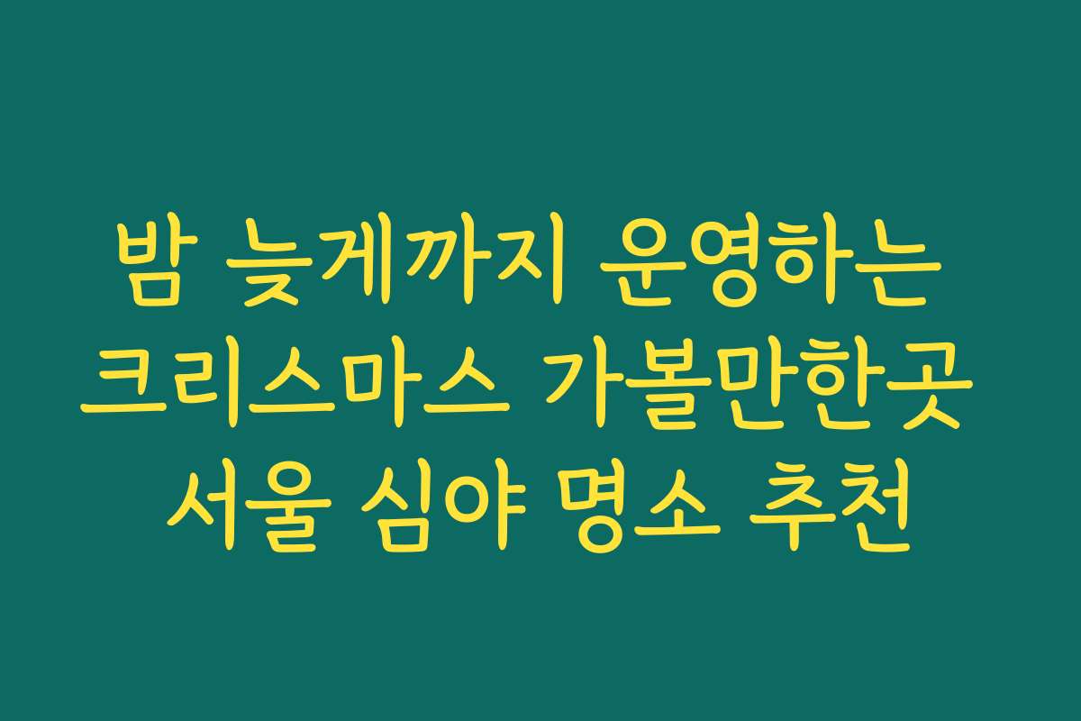 밤 늦게까지 운영하는 크리스마스 가볼만한곳 서울 심야 명소 추천