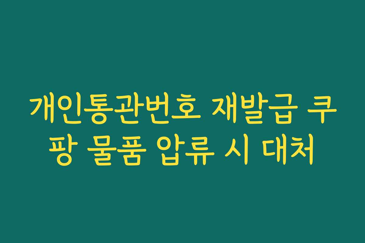 개인통관번호 재발급 쿠팡 물품 압류 시 대처