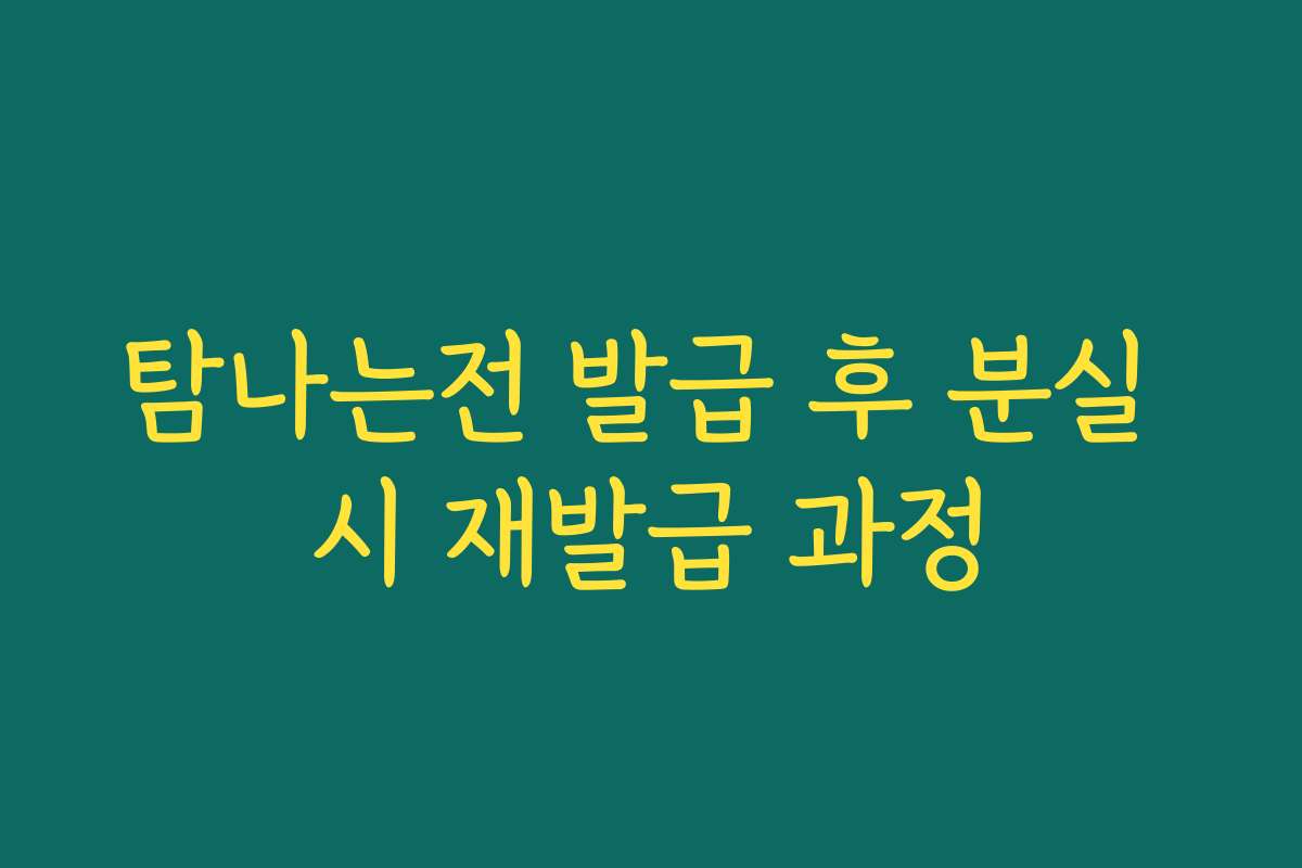 탐나는전 발급 후 분실 시 재발급 과정