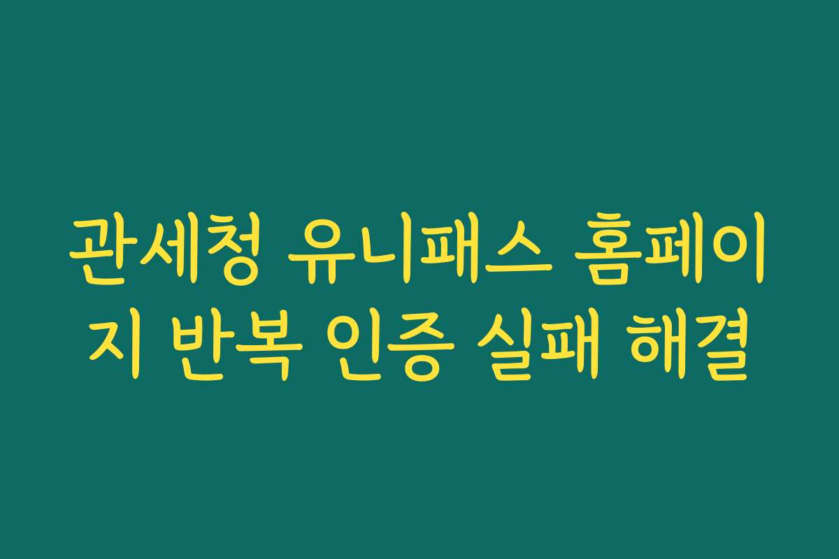 관세청 유니패스 홈페이지 반복 인증 실패 해결