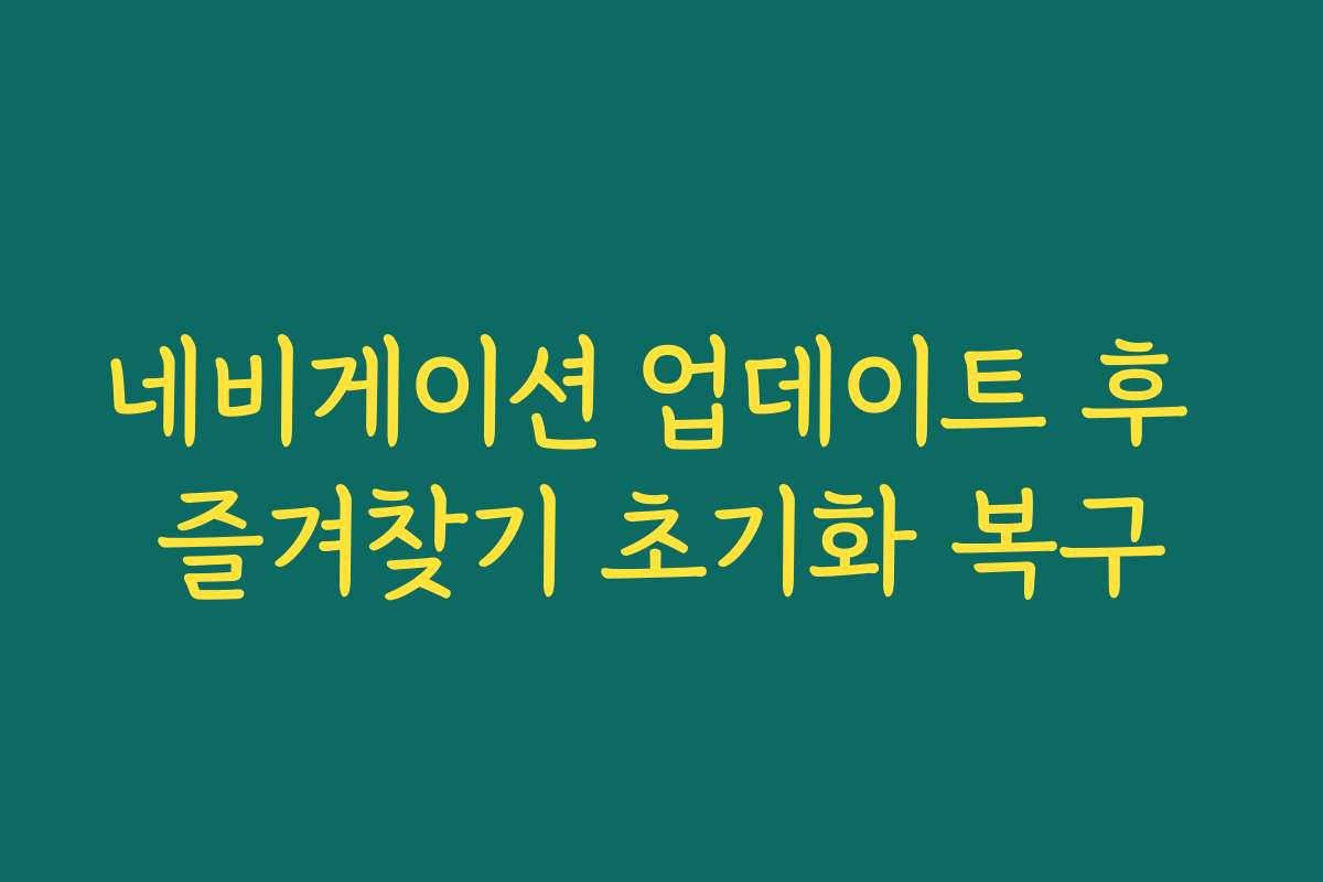 네비게이션 업데이트 후 즐겨찾기 초기화 복구
