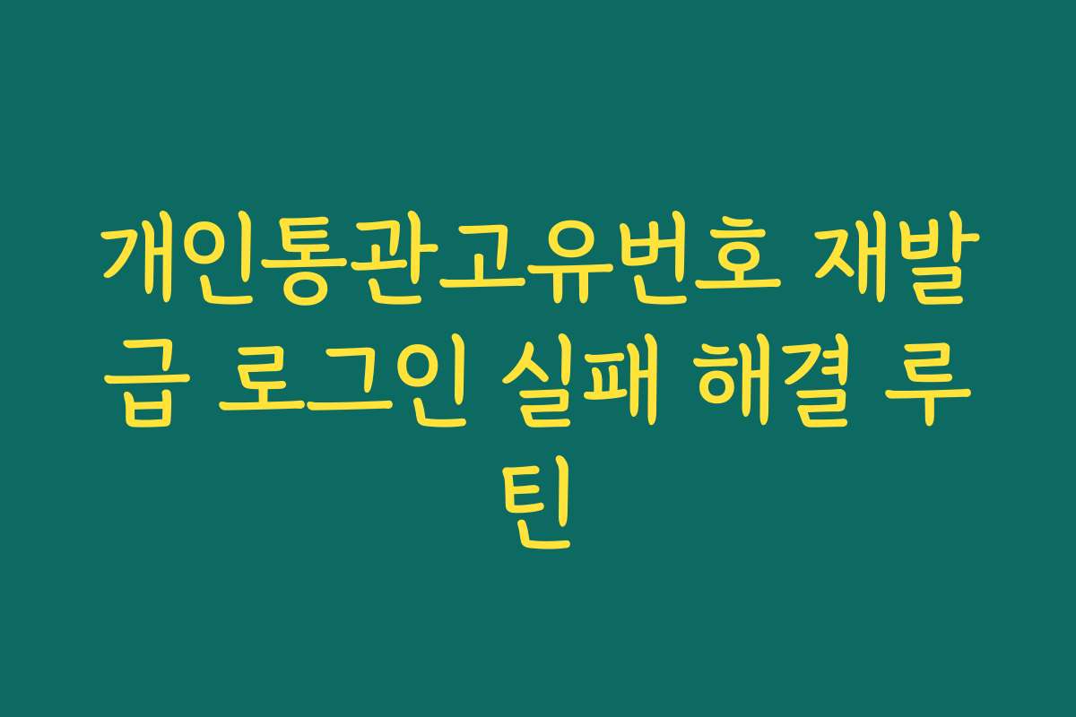 개인통관고유번호 재발급 로그인 실패 해결 루틴