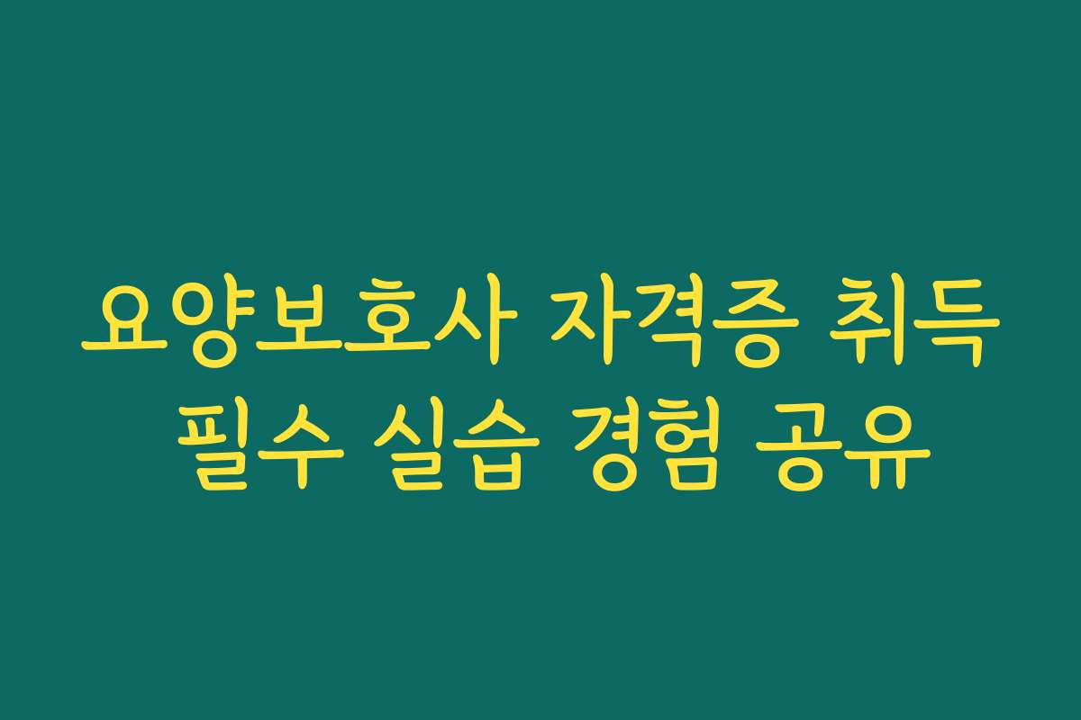 요양보호사 자격증 취득 필수 실습 경험 공유