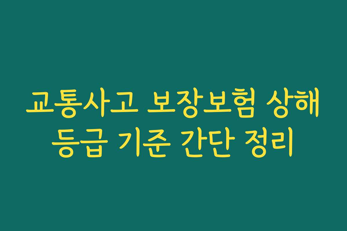 교통사고 보장보험 상해등급 기준 간단 정리