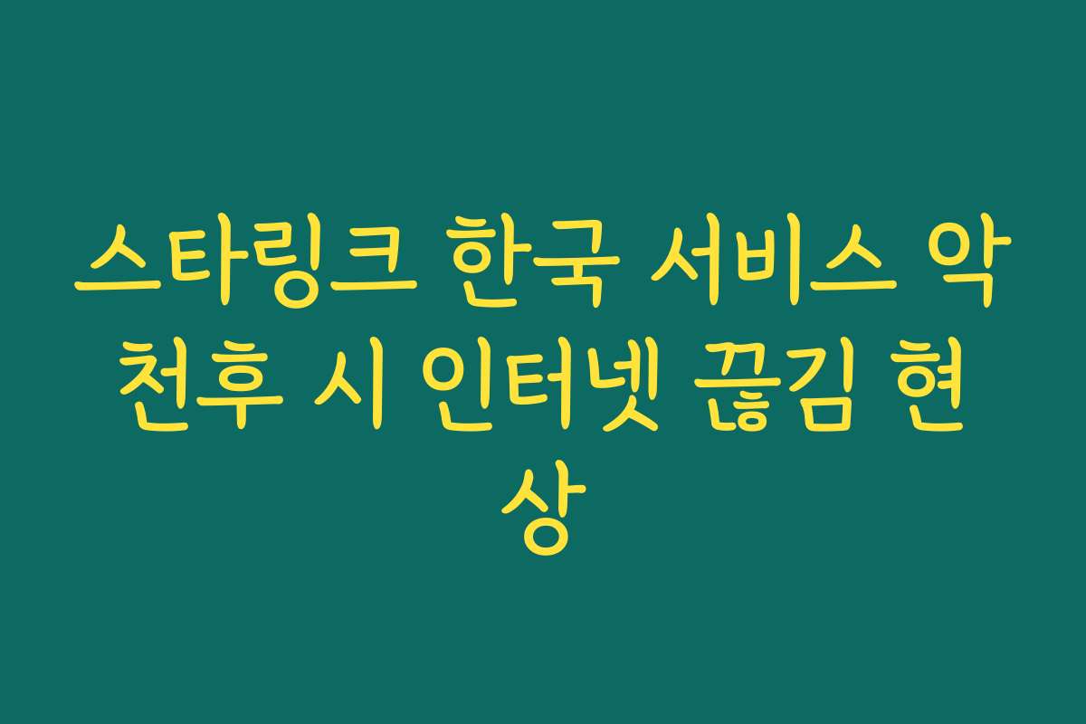 스타링크 한국 서비스 악천후 시 인터넷 끊김 현상