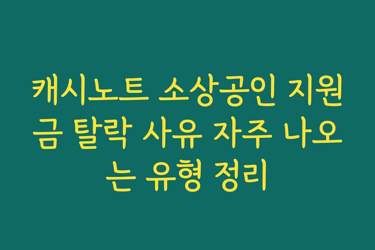 캐시노트 소상공인 지원금 탈락 사유 자주 나오는 유형 정리