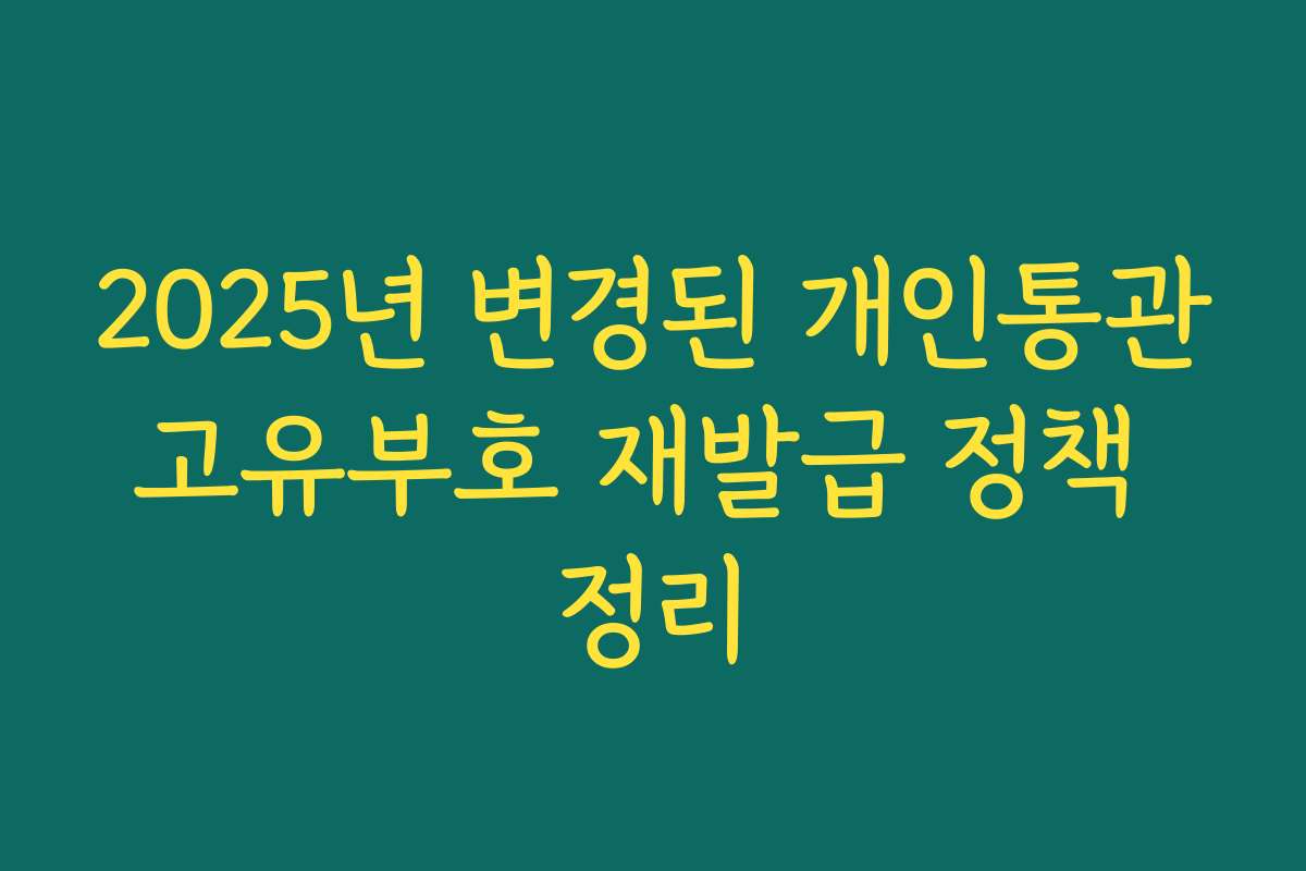 2025년 변경된 개인통관고유부호 재발급 정책 정리