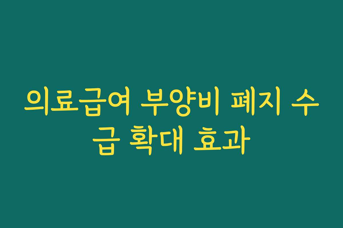 의료급여 부양비 폐지 수급 확대 효과