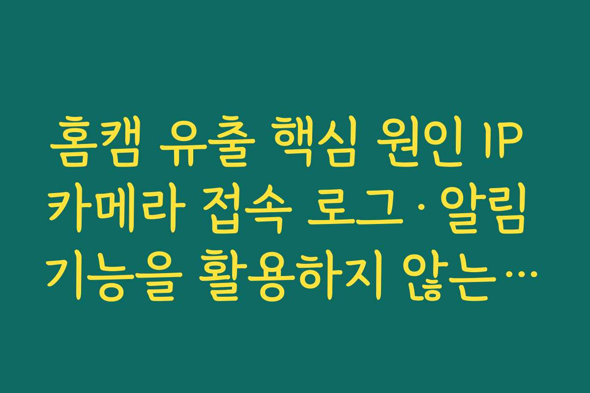 홈캠 유출 핵심 원인 IP 카메라 접속 로그·알림 기능을 활용하지 않는 점