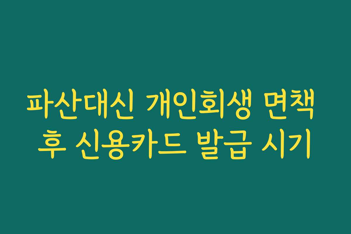 파산대신 개인회생 면책 후 신용카드 발급 시기