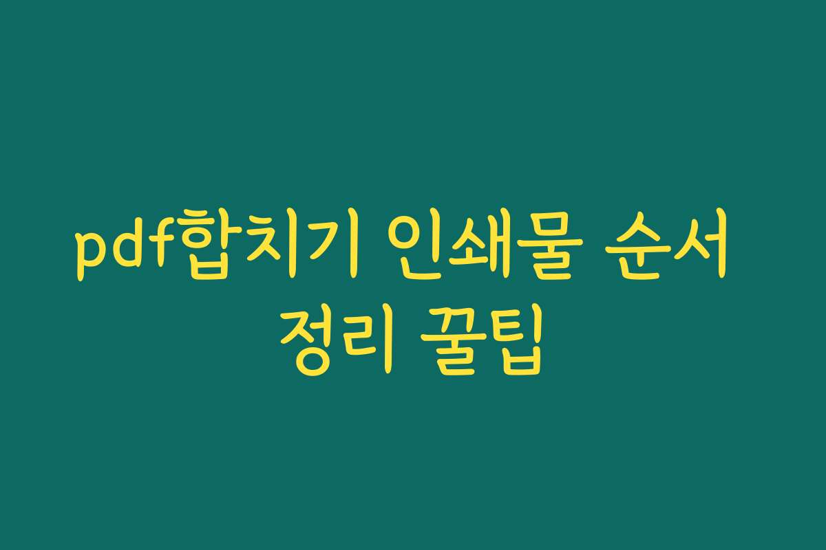 pdf합치기 인쇄물 순서 정리 꿀팁