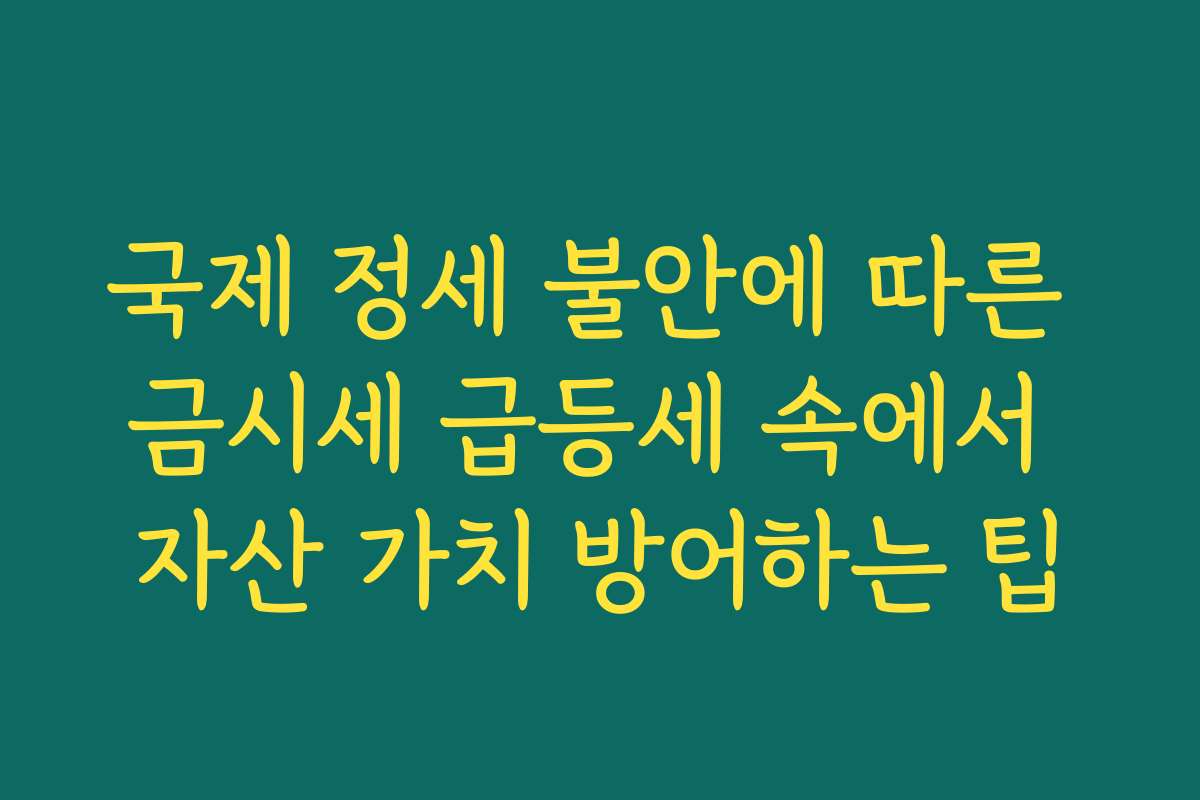 국제 정세 불안에 따른 금시세 급등세 속에서 자산 가치 방어하는 팁