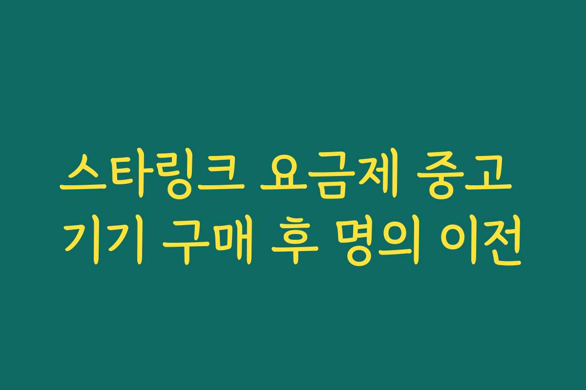 스타링크 요금제 중고 기기 구매 후 명의 이전