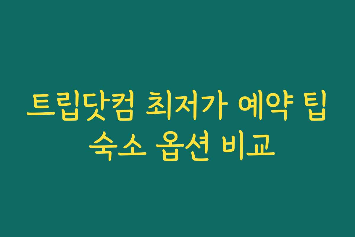 트립닷컴 최저가 예약 팁 숙소 옵션 비교
