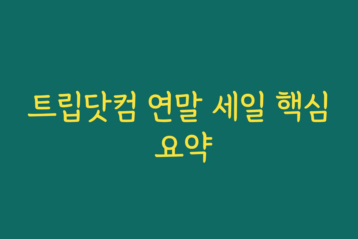 트립닷컴 연말 세일 핵심 요약