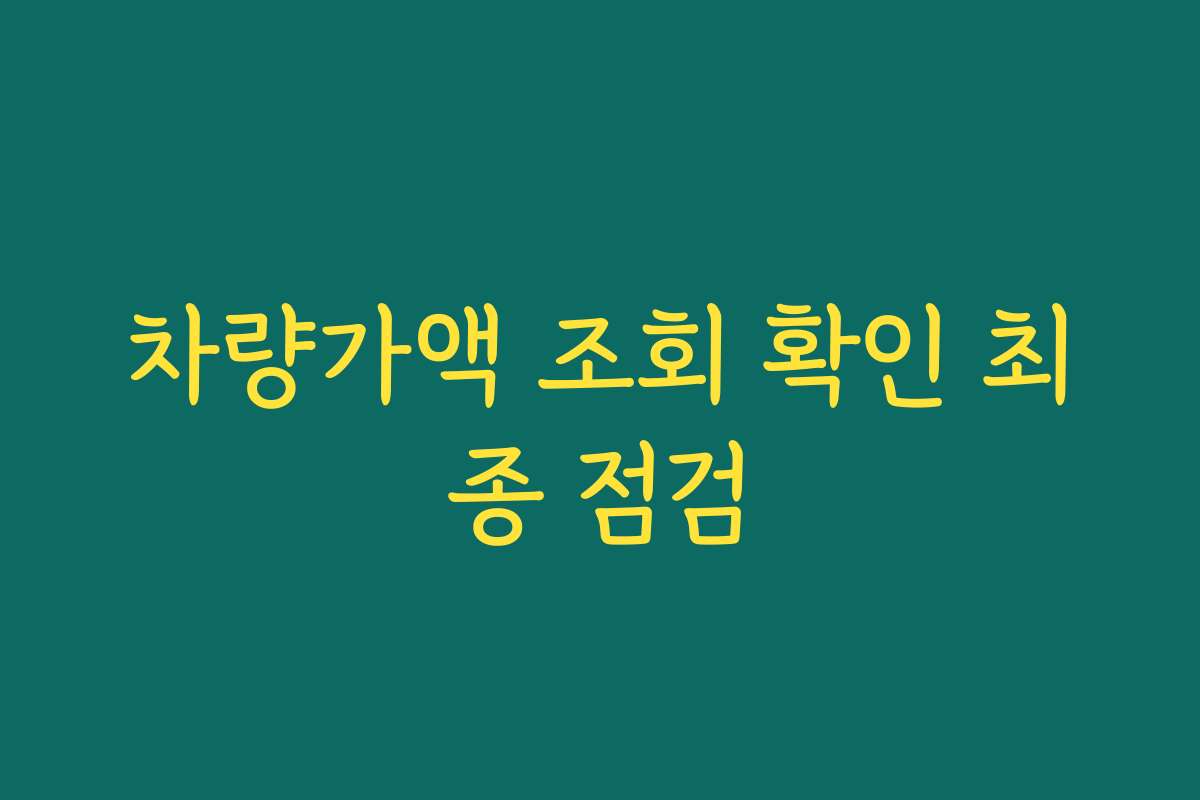 차량가액 조회 확인 최종 점검
