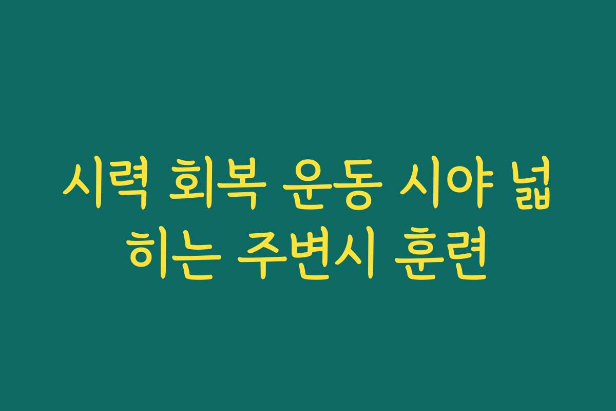 시력 회복 운동 시야 넓히는 주변시 훈련