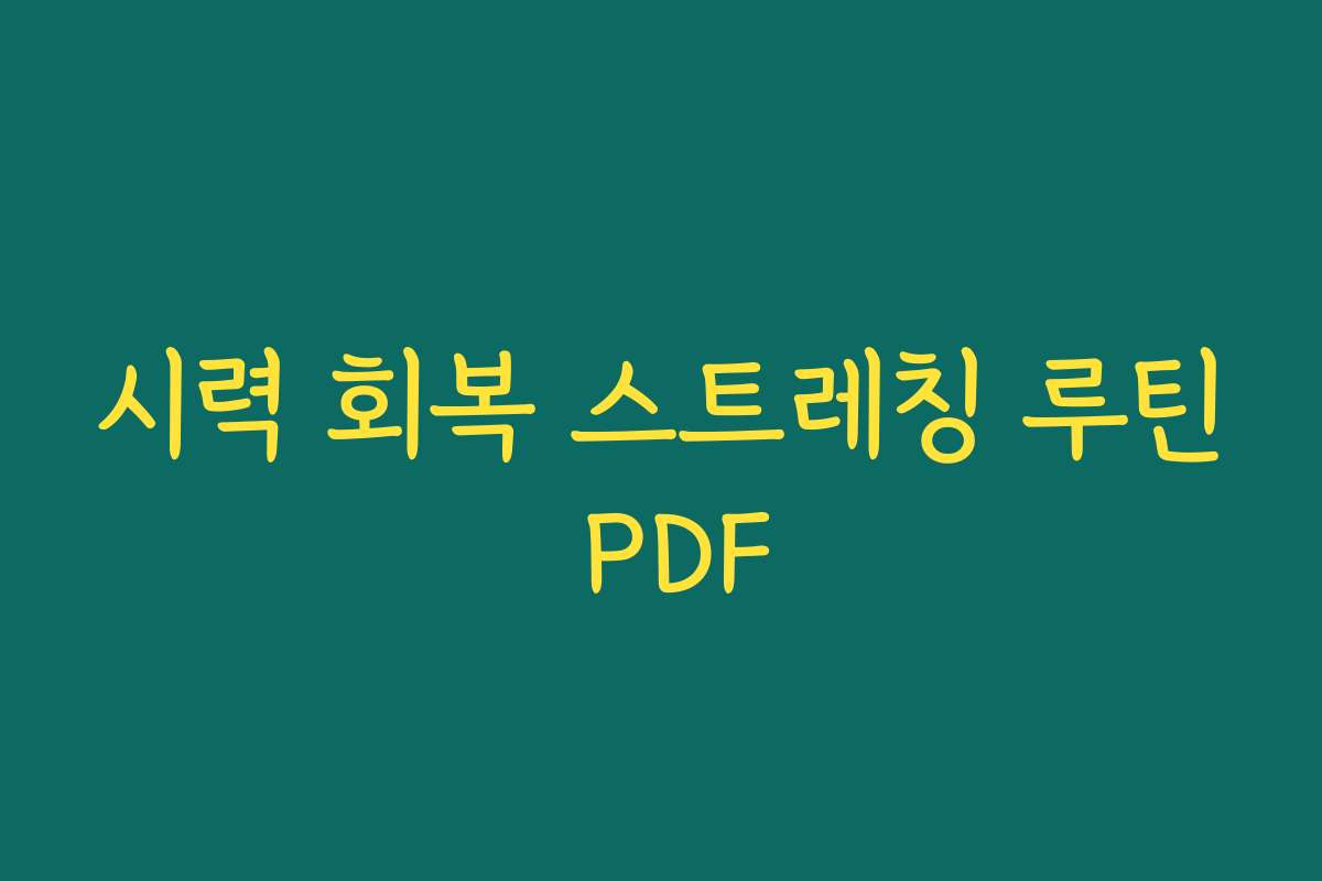 시력 회복 스트레칭 루틴 PDF