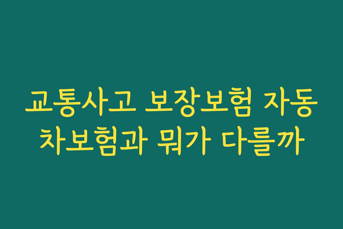 교통사고 보장보험 자동차보험과 뭐가 다를까