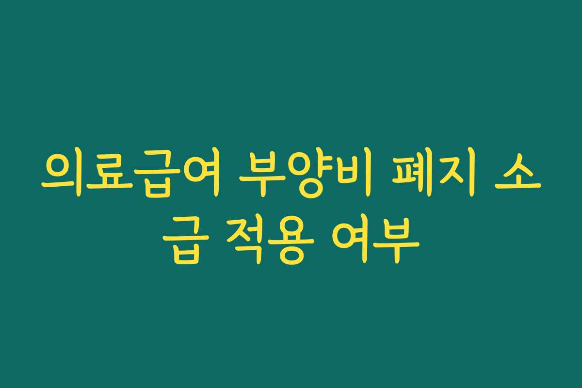 의료급여 부양비 폐지 소급 적용 여부