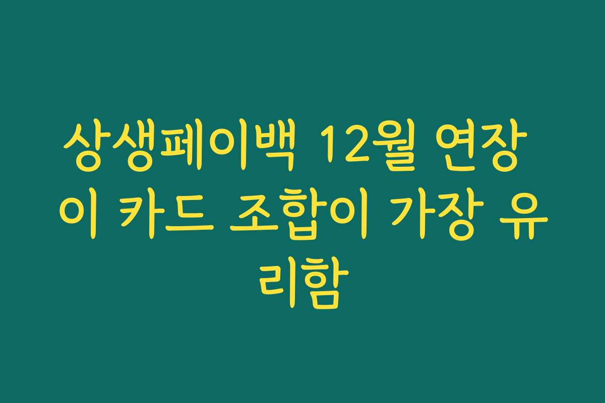 상생페이백 12월 연장 이 카드 조합이 가장 유리함