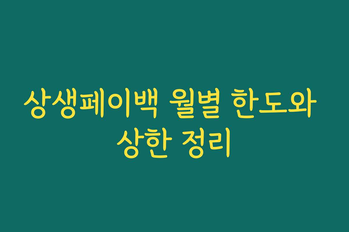 상생페이백 월별 한도와 상한 정리