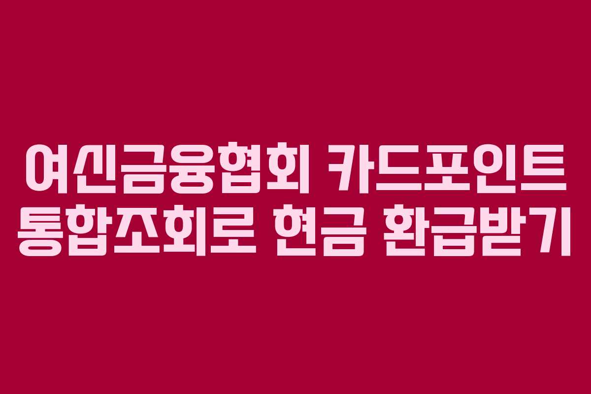 여신금융협회 카드포인트 통합조회로 현금 환급받기