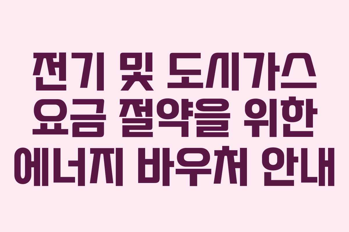 전기 및 도시가스 요금 절약을 위한 에너지 바우처 안내