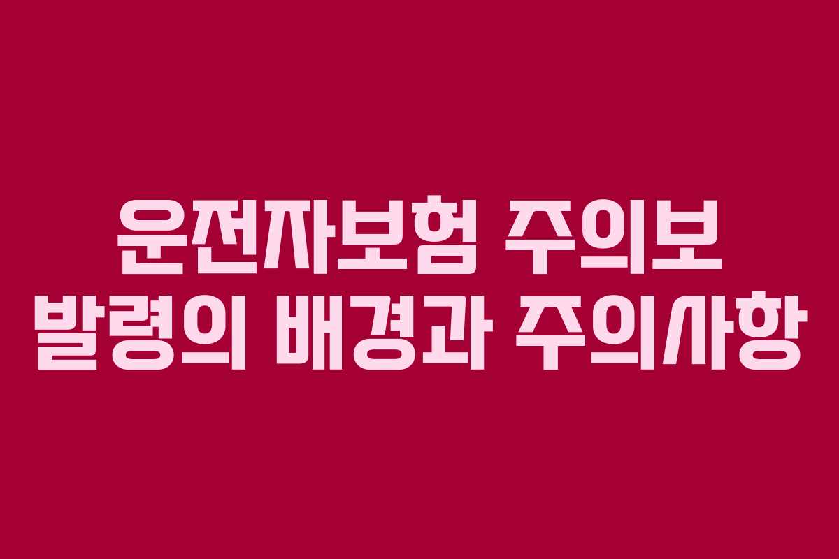운전자보험 주의보 발령의 배경과 주의사항