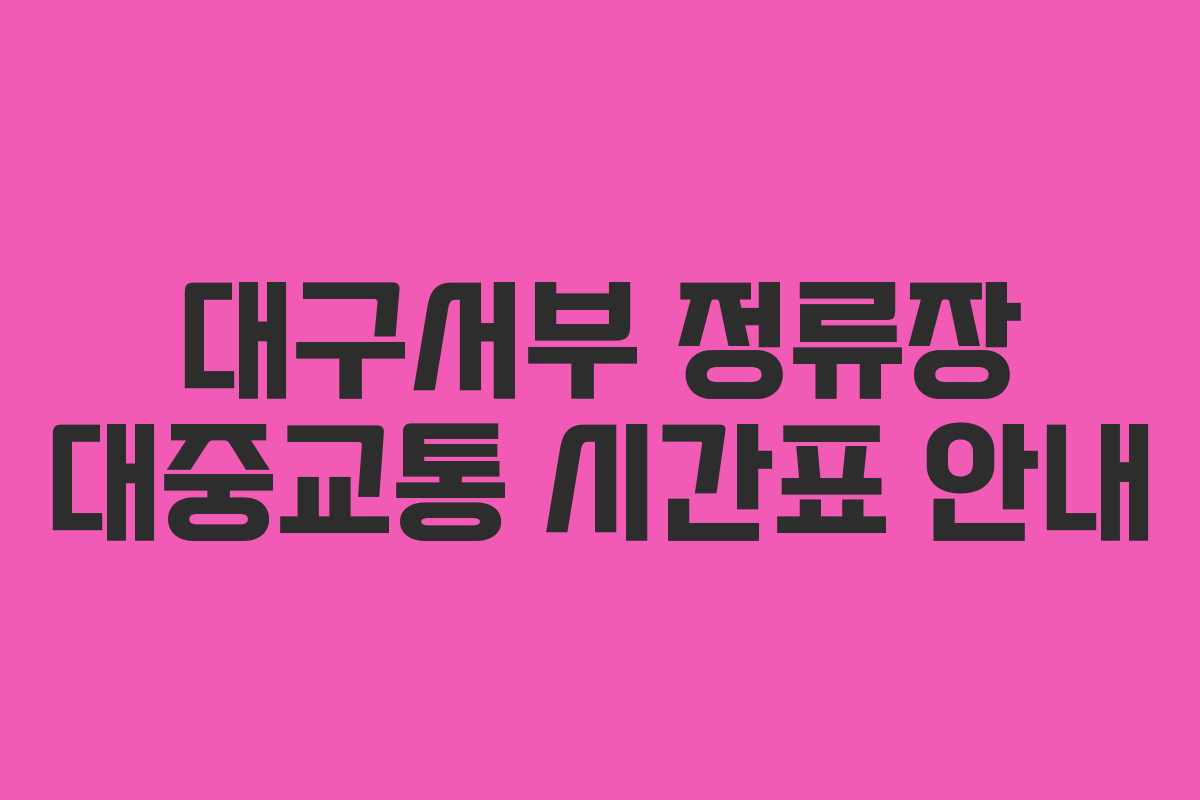 대구서부 정류장 대중교통 시간표 안내