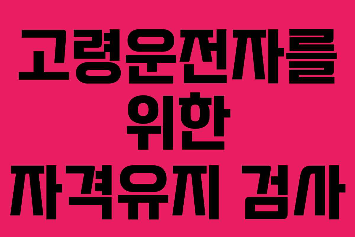 고령운전자를 위한 자격유지 검사